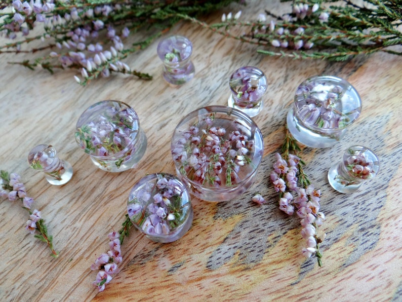 Real Heather Plugs and Tunnels Wedding Gauges Floral Gauge 2g Etsy