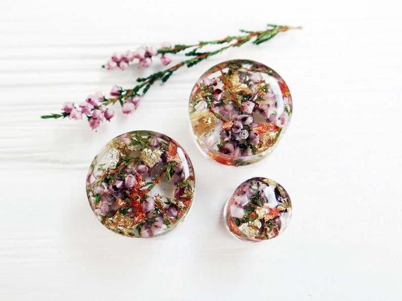 Real Heather Plugs and Tunnels Wedding Gauges Floral Gauge 2g Etsy UK