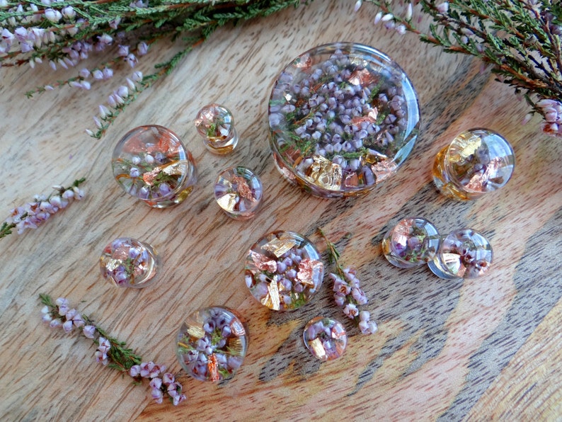 Real Heather Plugs and Tunnels Wedding Gauges Floral Gauge 2g Etsy