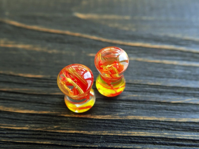 Orange Plugs Gauges 4g Earrings 2g Gauges Hippie Jewelry 0g Etsy