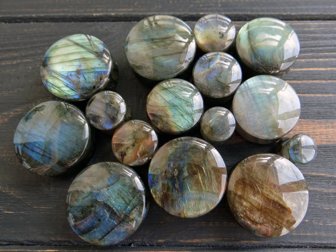 Labradorite plugs and tunnels Moonstone plug 00 gauges 0g Etsy