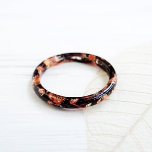 Black CORNFLOWER Thin resin ring Promise ring for him and her Nature ring Rose gold Engagement ring Stacking ring Gothic ring Witch jewelry