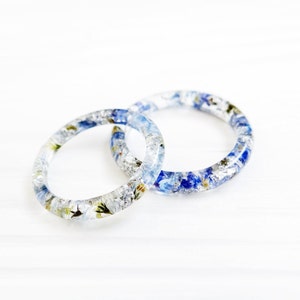 Real FORGET-ME-NOT ring flowers Resin ring Thin ring Nature inspired Engagement ring Eco Wedding ring Promise ring for couples Nature ring