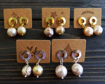 Baroque pearl earrings Pearl stud earrings Wedding earrings for brides for bridesmaids Modern earrings dangle Geometric earrings gold silver