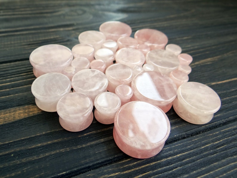 Rose Quartz Plugs Organic Stone Plugs 00g 4g Plugs Ear Gauges Etsy