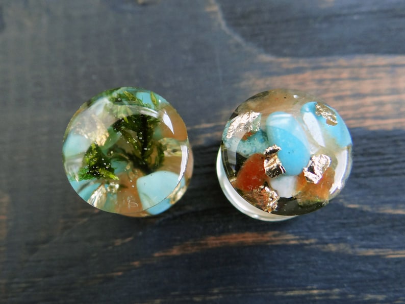 Turquoise plug earrings Orange Aventurine plugs and tunnels Etsy