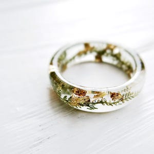 Yarrow Ring, Clear Resin Jewelry: Protection Amulet, Healing Jewelry, Witchy Gift for Her image 11