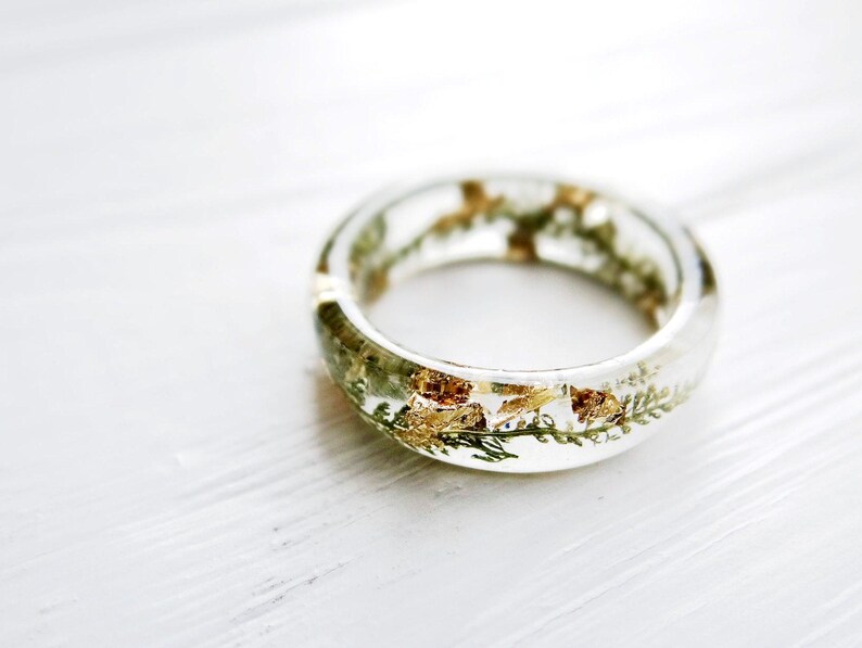 Yarrow Ring, Clear Resin Jewelry: Protection Amulet, Healing Jewelry, Witchy Gift for Her image 11