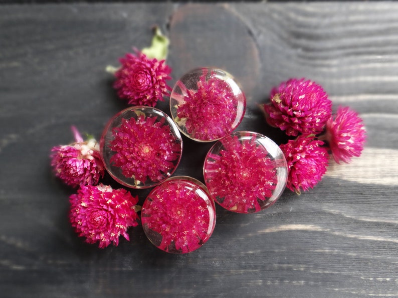 Real pressed flower plug earrings alternative wedding plugs and tunnels resin ear gauges girlfriend gift purple gomphrena terrarium jewelry