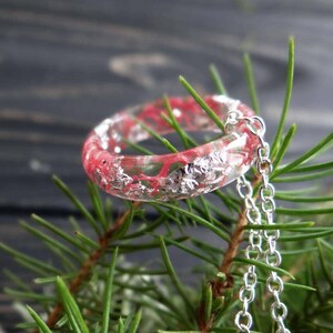 Dainty ring Barbiecore Promise ring for her Resin ring Nature inspired Engagement rings Inspirational rings for women silver Pink moss image 5