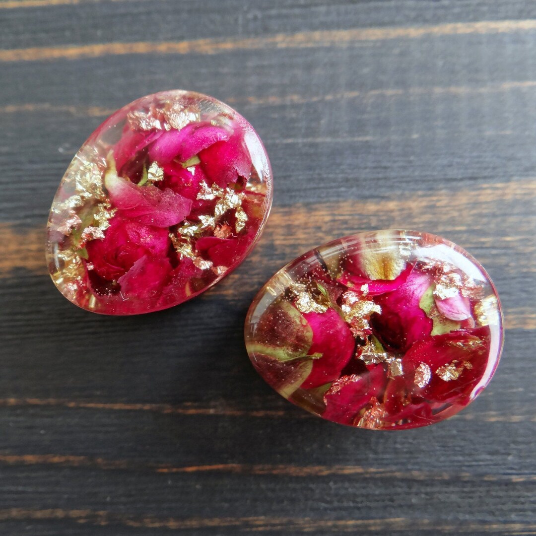 Red Rose Plugs Tear Drop Plugs and Tunnels Wedding Plugs 16mm 0g Plugs ...