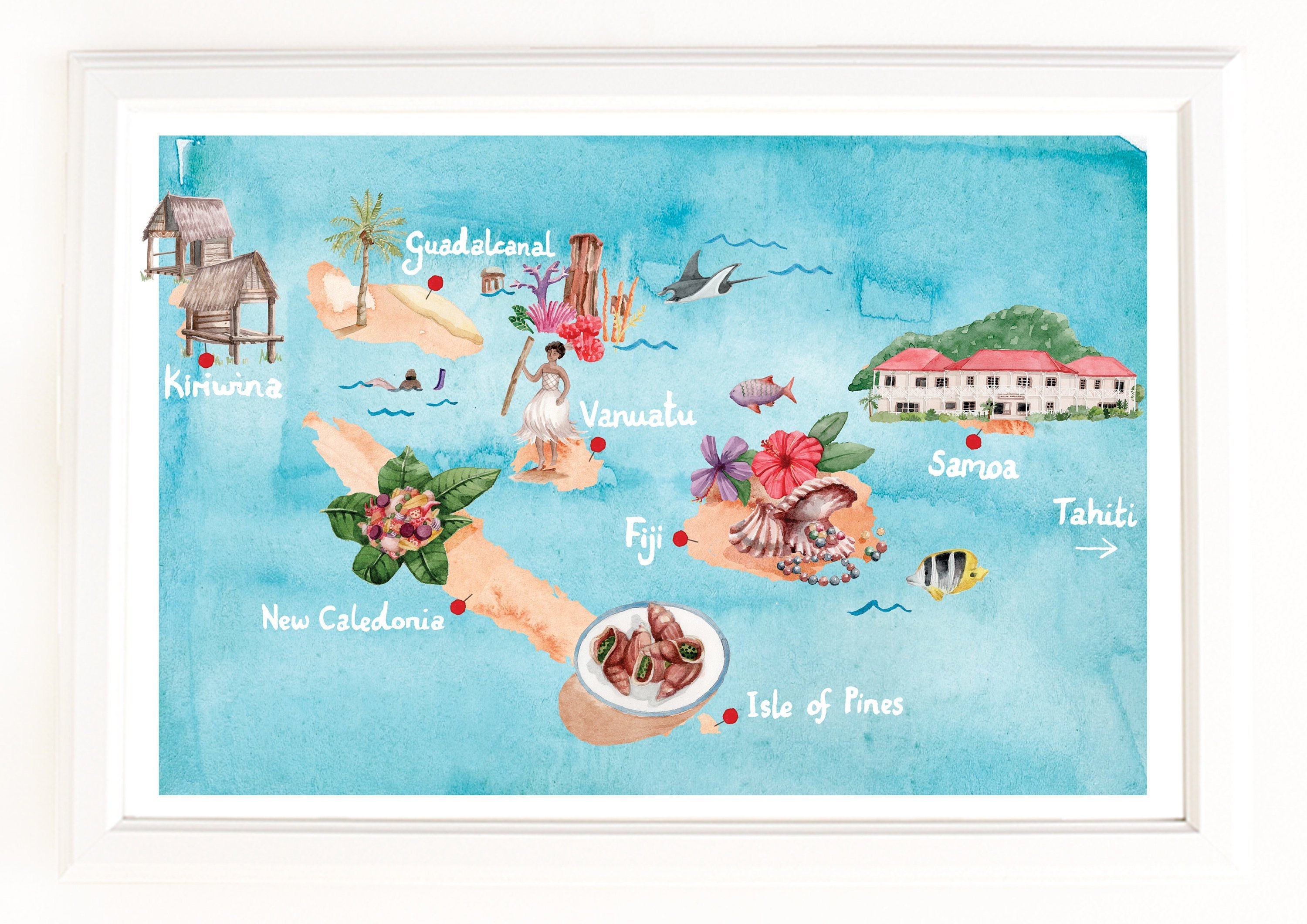 South pacific map - Etsy Nederland, حجم الصورة 3000x2121
