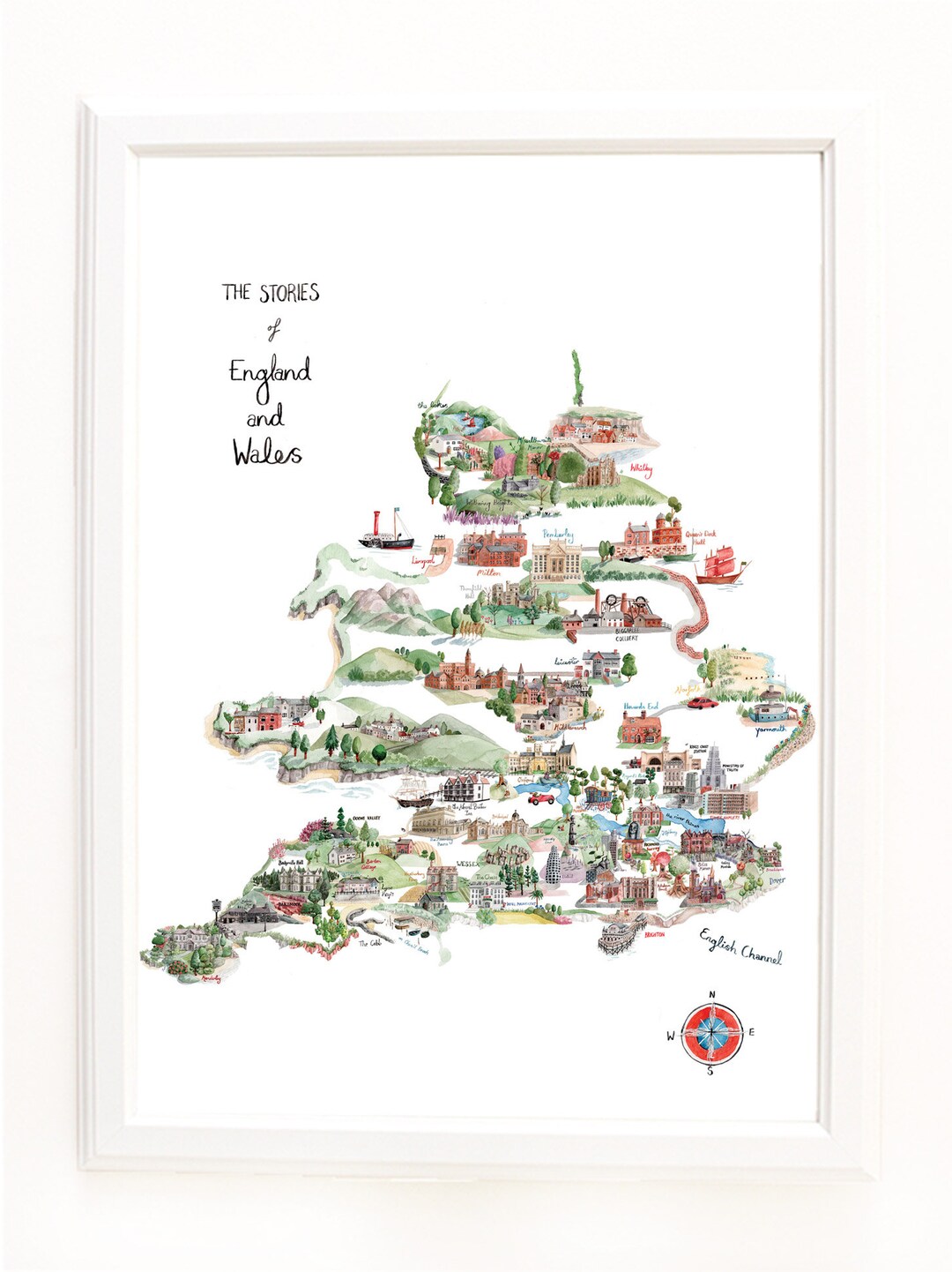 A Literary Map of England and Wales. Signed Limited Edition Giclee ...