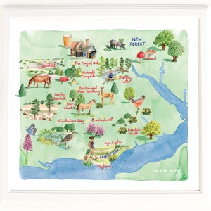 Karte des Neuen Waldes. Signierter Limitierter Giclee Druck einer OriginalIllustration.