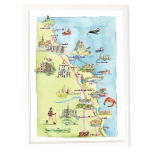 Map of the Northumberland Coast. Signed Limited Edition Giclee Print of an Original Illustration.