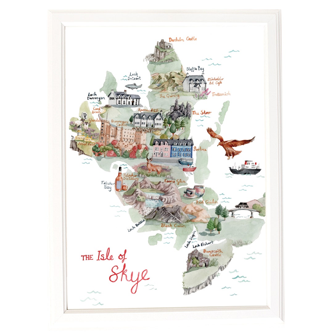 Map of the Isle of Skye. Signed Limited Edition Giclee Print of an ...