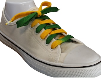Green & Gold Two-Tone Shoelaces – Kids Shoe Tying Teaching Laces | Back to School | Team Color Gift