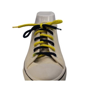 Navy Blue and Yellow Shoelaces Custom Made Braided