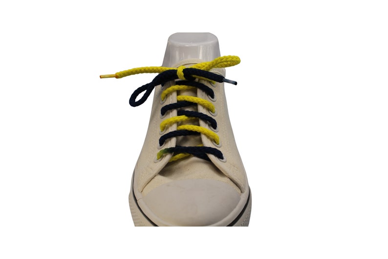 Navy Blue and Yellow Shoelaces Custom Made Braided