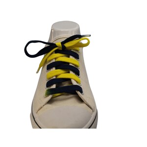 Navy Blue and Yellow Shoelaces Custom Made Flat