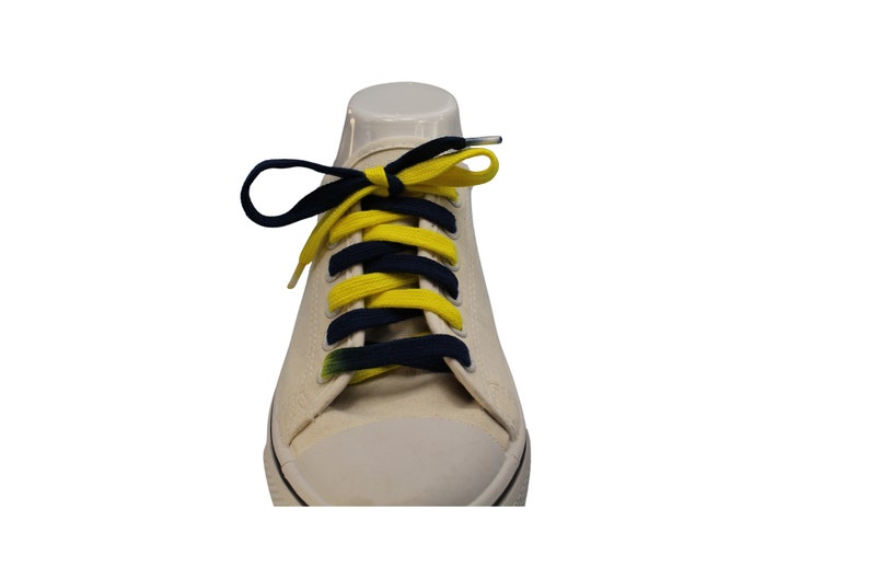 Navy Blue and Yellow Shoelaces Custom Made Flat