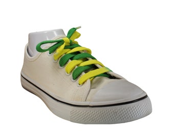 Green & Yellow Two-Tone Shoelaces – Kids Shoe Tying Teaching Laces | Back to School | Team Color Sneaker Laces