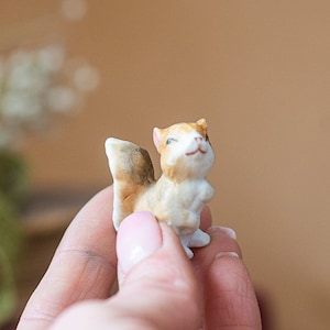 Squirrel Figurines, Dollhouse Fairy Garden Decor, Miniature Ceramic