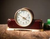 Vintage wooden desk clock, Soviet table clock, Living room clock, Old Russian mantel clock, Antique clocks