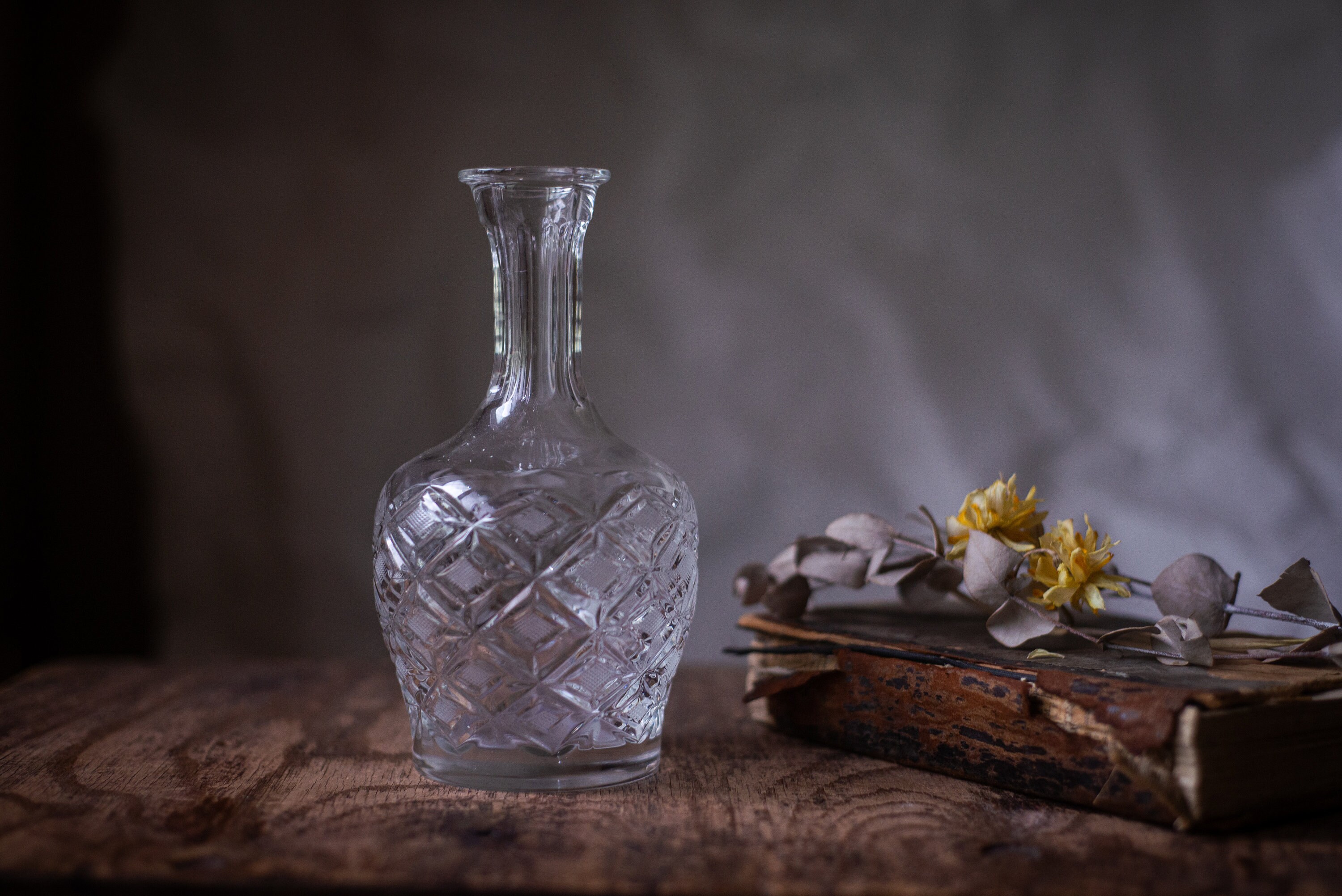ヴィンテージクリスタルガラスデキャンタ、アルコールカラフェ