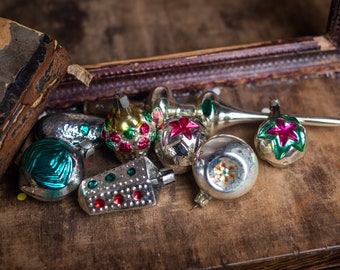 ヴィンテージガラスクリスマスオーナメントセット（ツリートップ付き