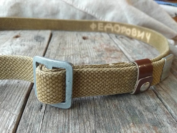 Men vintage belt, leather & textile belt, metal b… - image 1