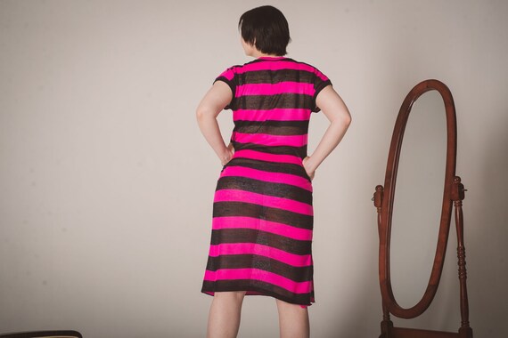 Hot pink plus size vintage midi dress, 90s women … - image 8