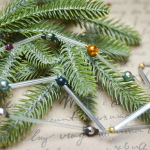 Adornos navideños de cuentas de corneta, decoración navideña de vidrio vintage de los años 70, decoraciones navideñas retro imagen 8