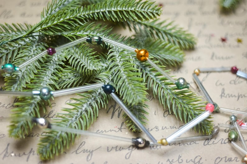 Adornos navideños de cuentas de corneta, decoración navideña de vidrio vintage de los años 70, decoraciones navideñas retro imagen 8