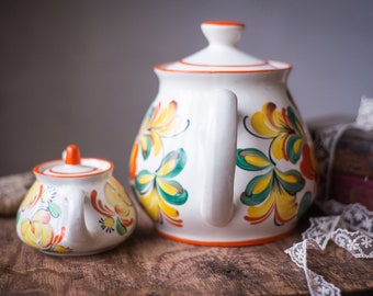 花柄ペトリキフカデザインの陶器製ヴィンテージティーポットセット