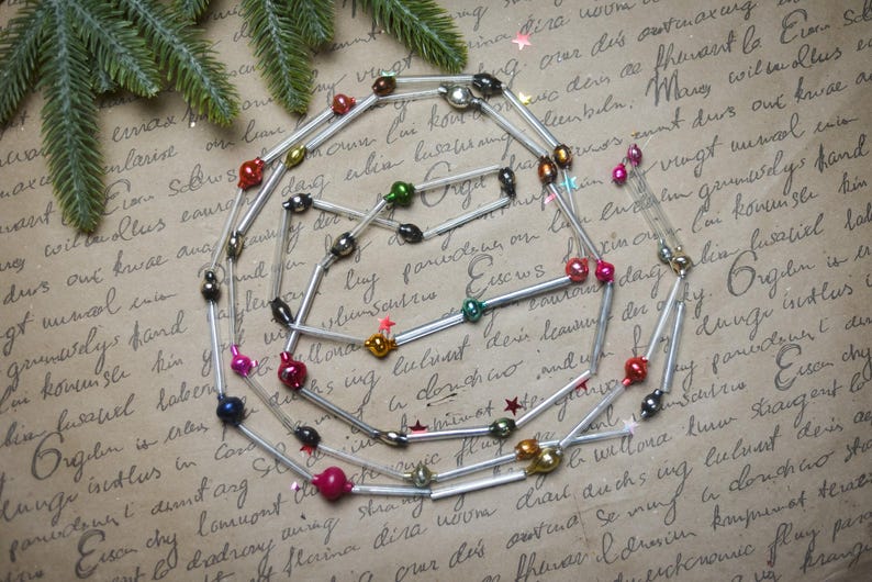 Adornos navideños de cuentas de corneta, decoración navideña de vidrio vintage de los años 70, decoraciones navideñas retro imagen 17