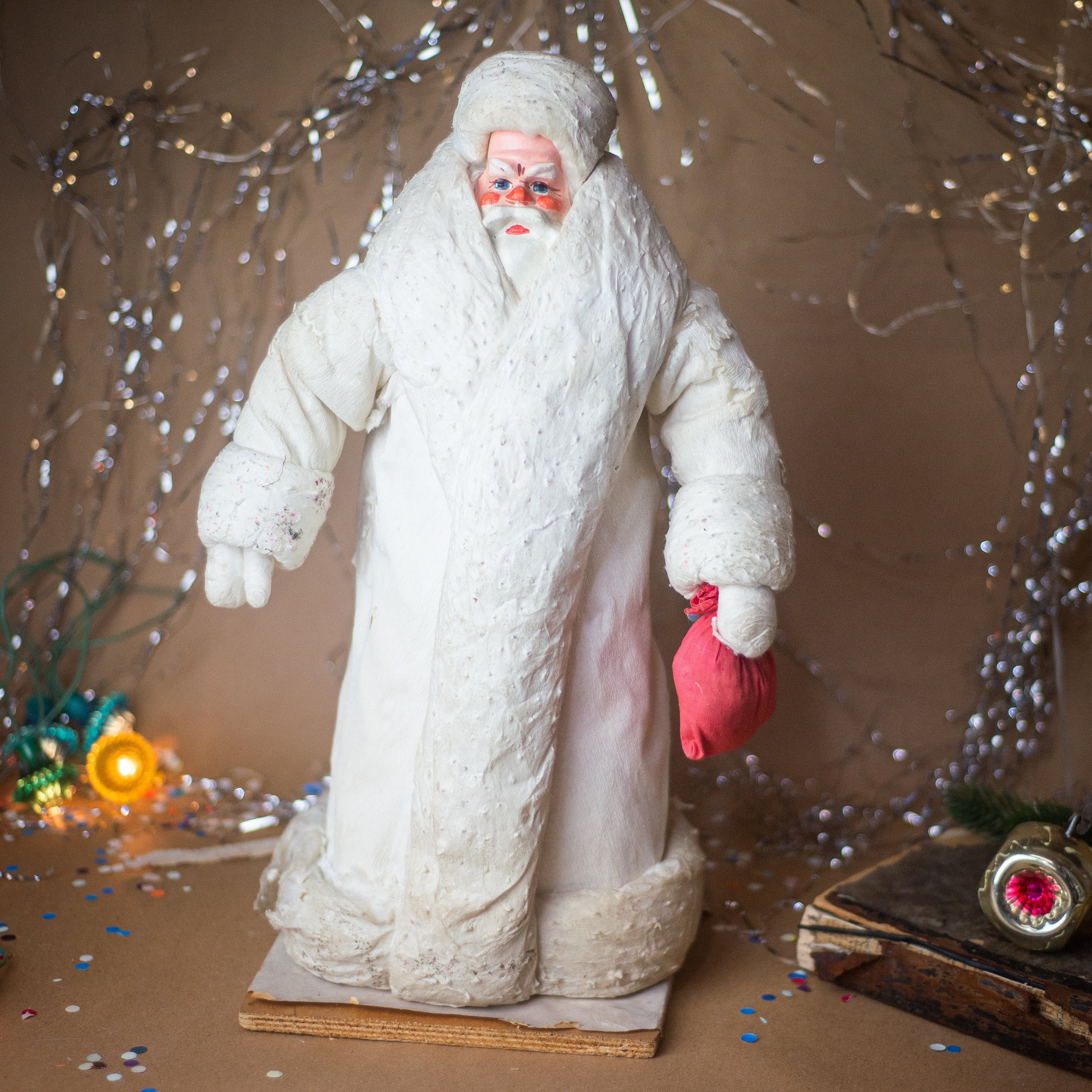 サンタクロースの素朴なクリスマス装飾、ヴィンテージのファーザー 