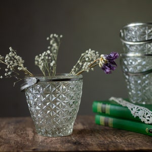 Glas-Bonbonniere, Vintage-Bonbonschüssel, Eiskübel aus gepresstem Glas, Retro-Teezubehör, Süßigkeitenbehälter