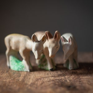 Vintage doe figurines, bisque unglazed porcelain, woodland animal statuette, fawn collectible figurine,