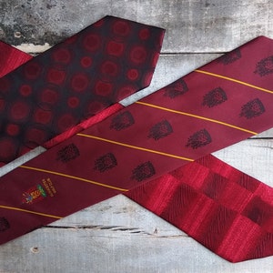 Burgundy vintage necktie, Printed silk tie, Wine red classic ties, Retro wedding neckties, Xmas gift for him