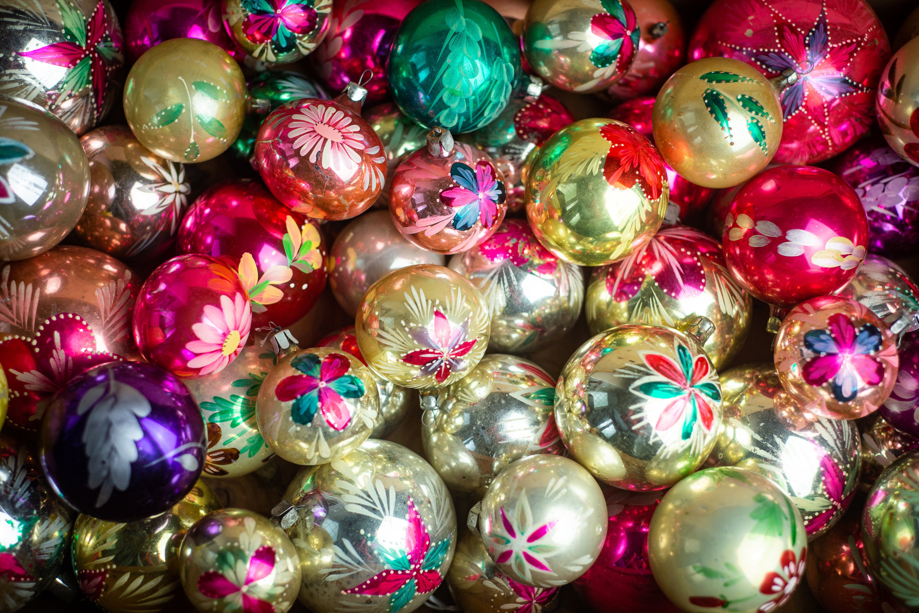 Custom Set of Vintage Christmas Glass Ornaments Retro | Etsy UK