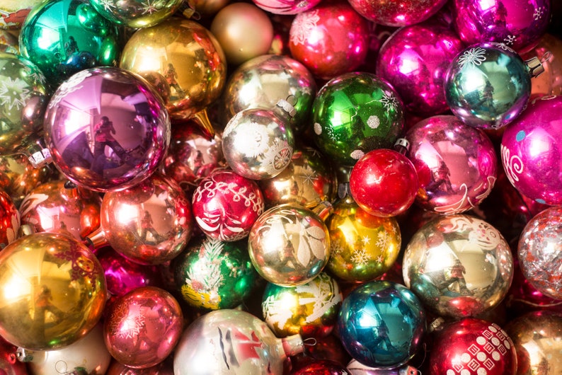 Assorted Glass Christmas Tree Ball Ornaments Assortment Xmas Etsy