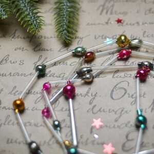 Adornos navideños de cuentas de corneta, decoración navideña de vidrio vintage de los años 70, decoraciones navideñas retro imagen 16