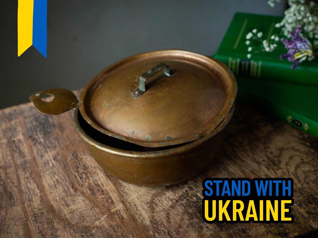 Old German Cooking Pot Vintage Kitchenware Rustic Brass Etsy