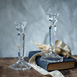 Bougeoir en cristal vintage, élégant bougeoir conique en verre, décoration d&#39;intérieur classique