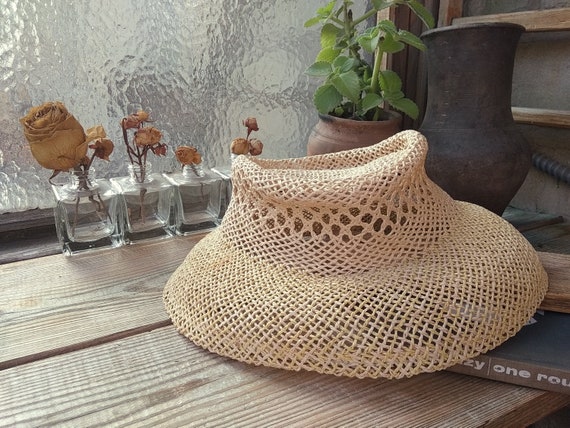 Vintage straw hat for women, Boho sun bucket hat,… - image 3