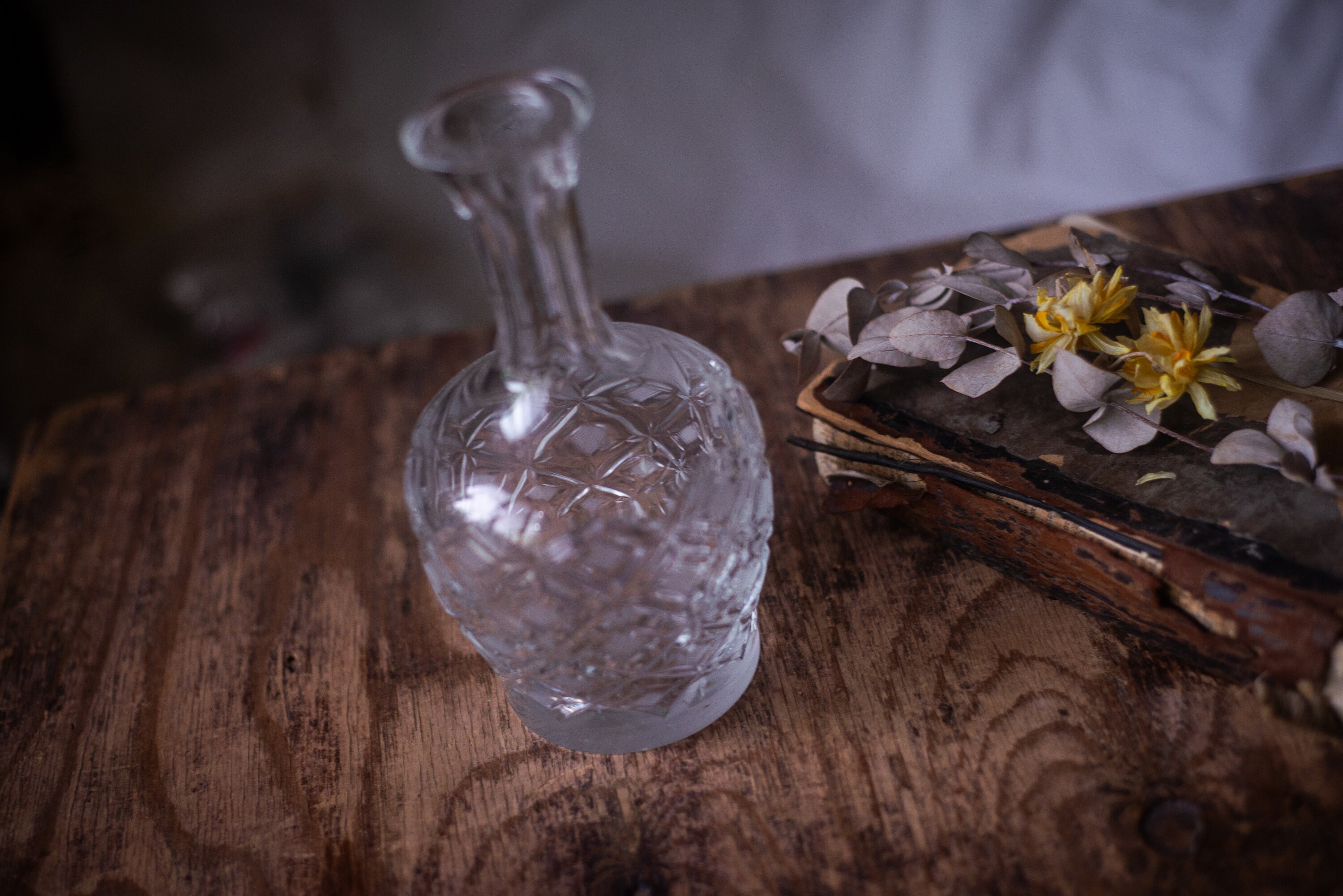 ヴィンテージクリスタルガラスデキャンタ、アルコールカラフェ