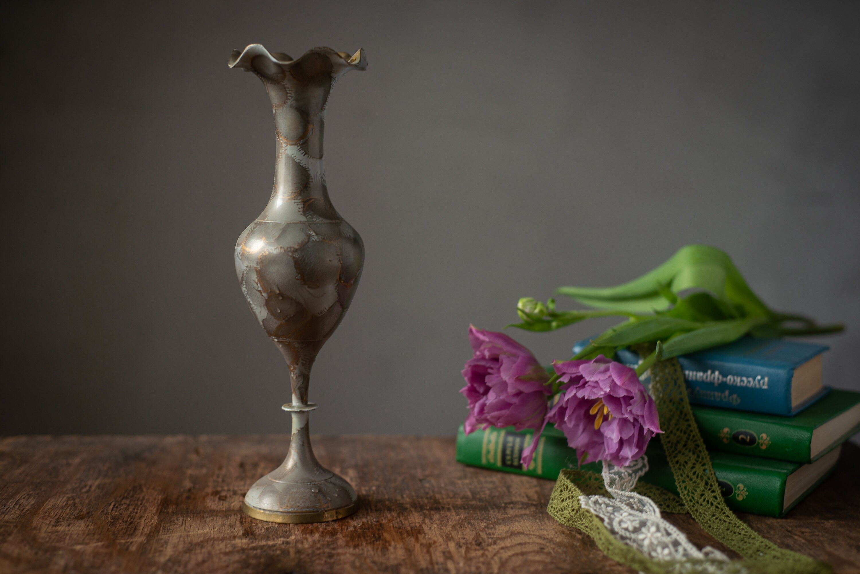 Vintage brass bud vase Antique flower vase with narrow neck Etsy