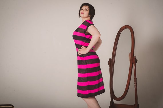 Hot pink plus size vintage midi dress, 90s women … - image 9