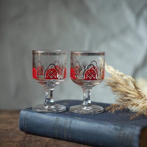 Shot Glass Set, 1970s Vintage, Retro Glassware for Liquor, Collectible Barware, Set of 6